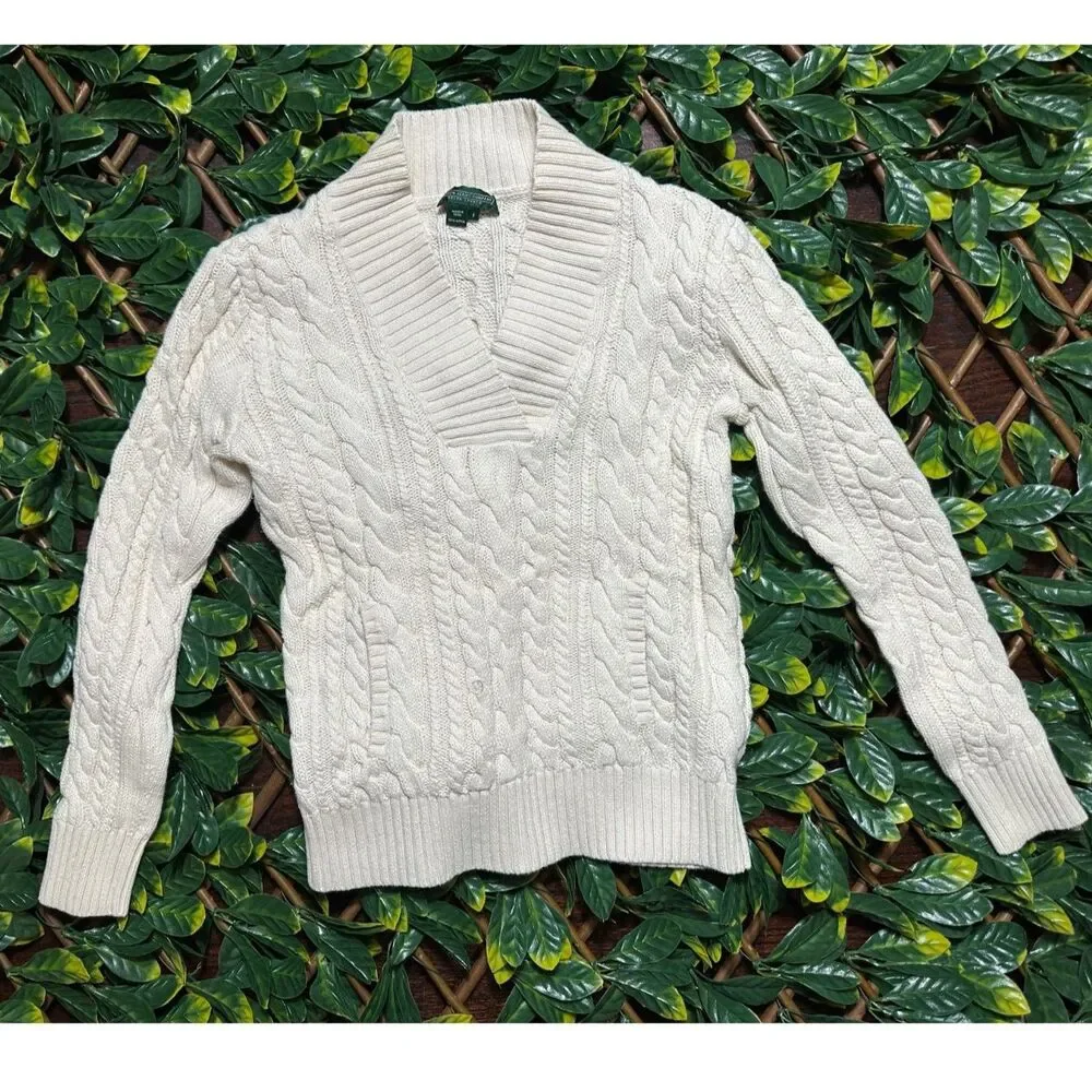 Vintage Ralph Lauren Lauren Jeans Company 100% Cotton White Sweater Size Small - Picture 4 of 7
